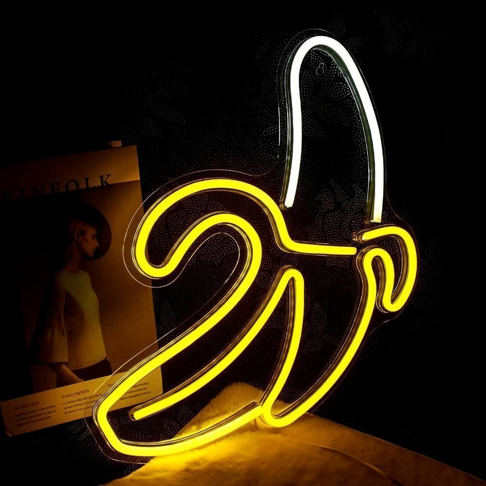 Neon Light Banana Fruit Retro 90's Nostalgic Wall Decor for Dorm/Bedroom/Gift